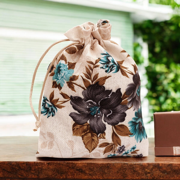 Diwali Gifts-Printed Jute Pouch with Bites
