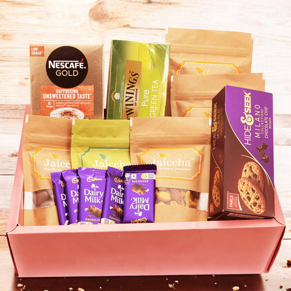 Diwali gift hampers-Diwali Gifts-Rust Hamper Box with bites
