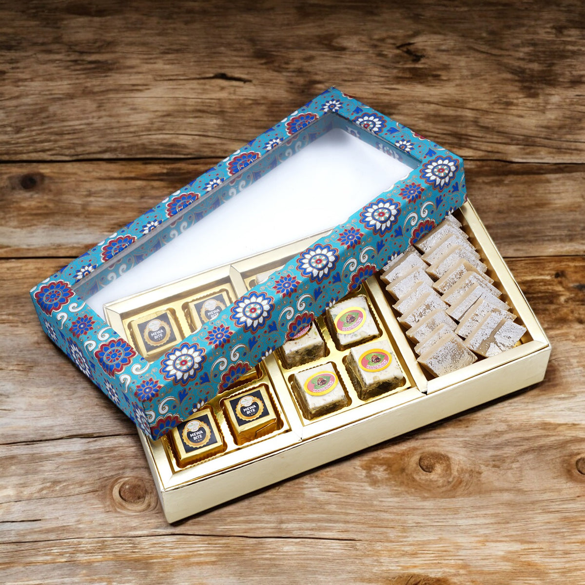3 Part Printed Box of Bites and Exotic Sweets