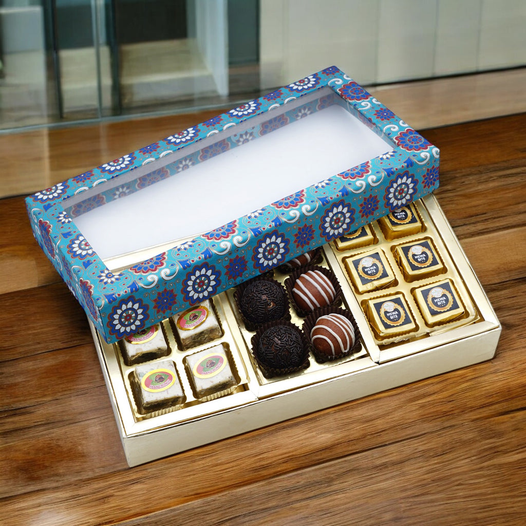 Corporate Gifts-3 Part Printed Box of Bites and Exotic Sweets