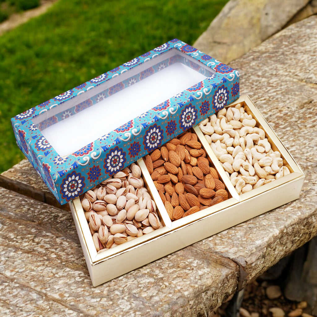 Corporate Gifts-3 Part Printed Box of Cashews, Almonds and Pistachios