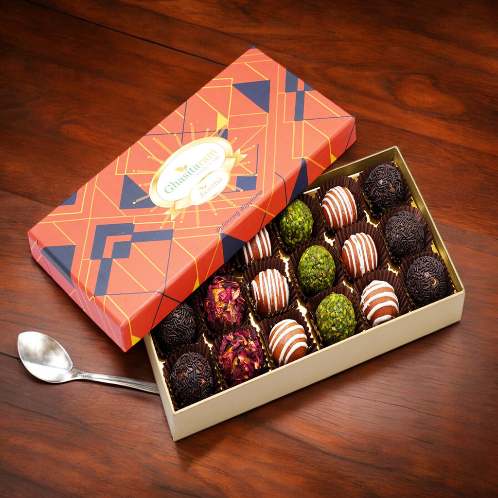 Corporate Gifts-Assorted Fancy Dryfruit Laddoos 18 pcs in Designer Box