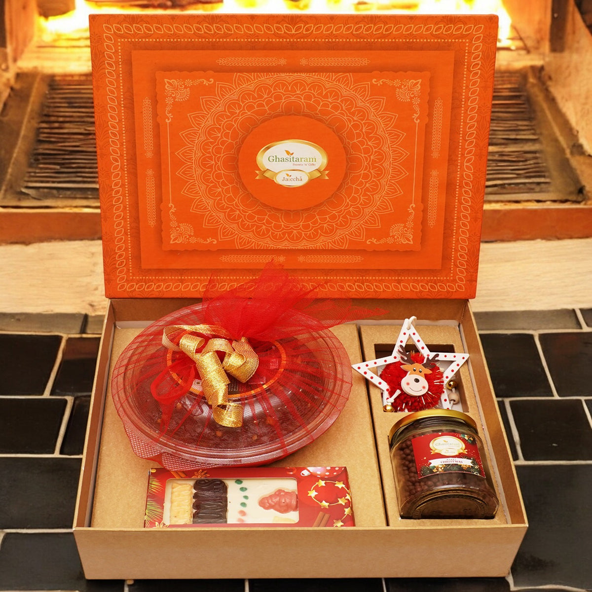 Orange Hamper box with Plum Cake