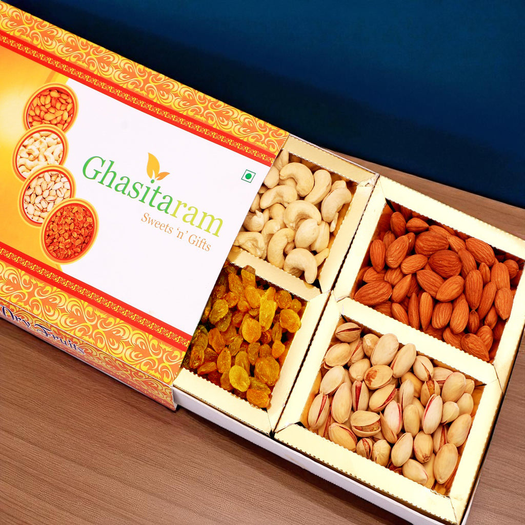 Unique Diwali gifts-Diwali Dryfruits-Ghasitaram's Orange Dryfruit Box 200 gms