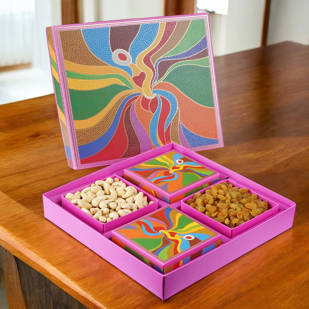 Diwali Gifts-Pink Box of 4 Dryfruits