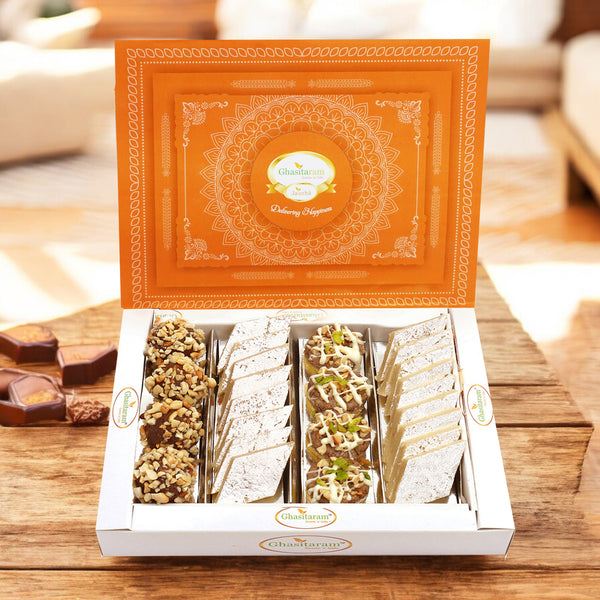 Best indian sweets for diwali-Diwali Gifts-Assorted Box Pure Kaju Katlis, Dryfruit Sweets 200 gms