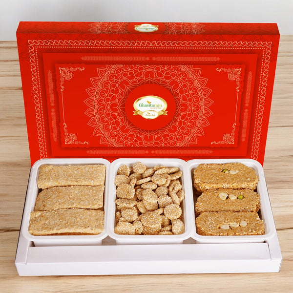 Lohri Sweets-Assortment of Gud Til Gachak, Khasta Gachak and Gud Revadi 600 gms