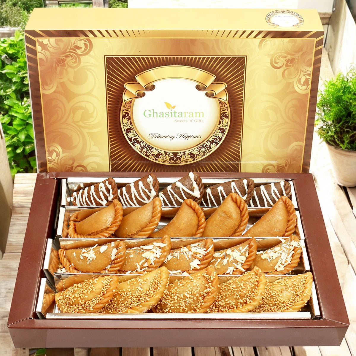 Holi Sweets| Holi Hampers| Holi Gifts-Ghasitaram's Big Box of Assorted Gujiyas