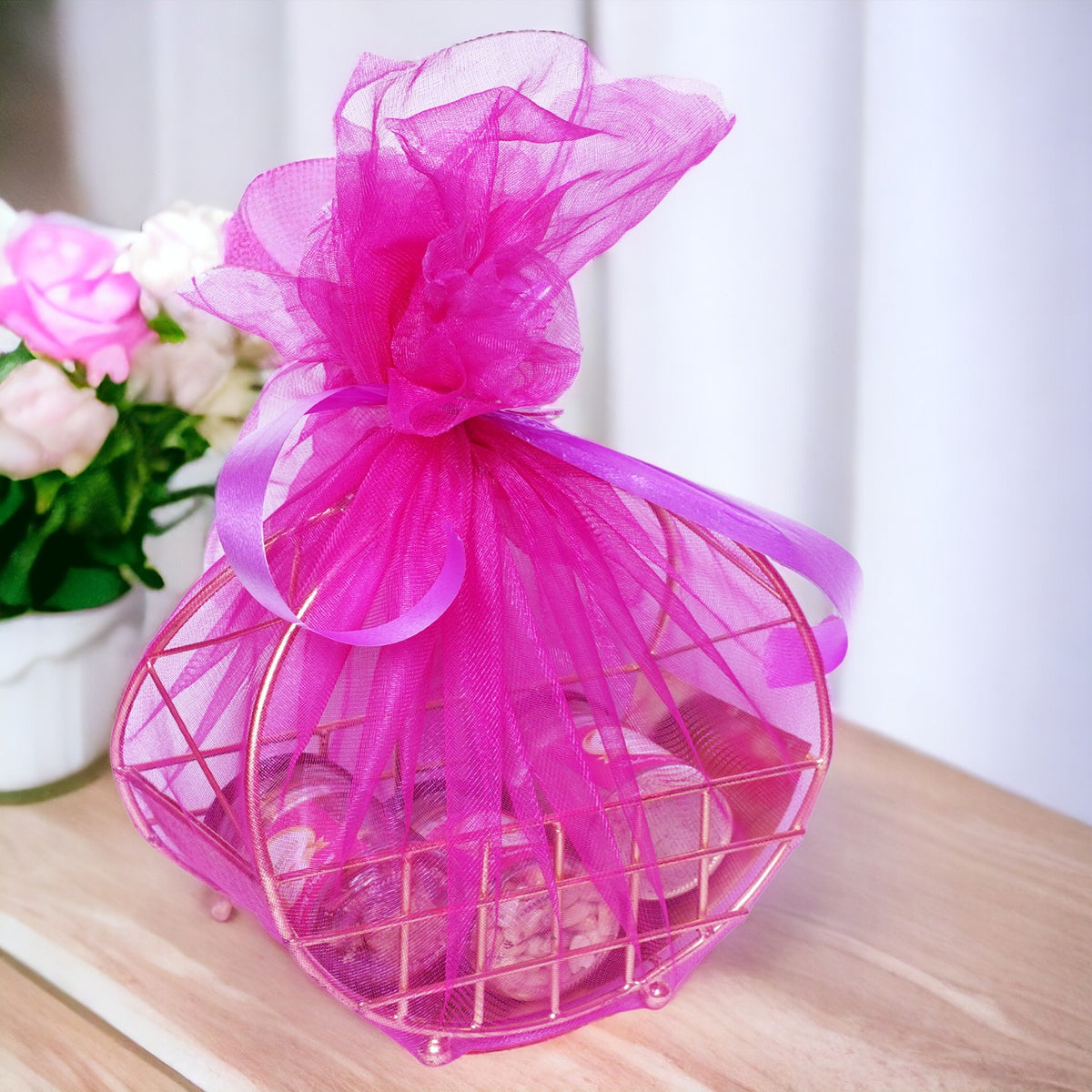 Moon Metal Basket of Thandai, Bhakarwadi and Peanuts