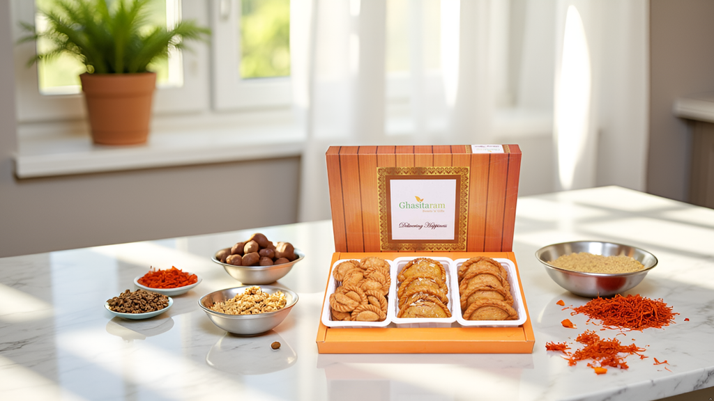 Sweets-Assorted box of Traditional, Dry Sweet and Farsaan Gujiyas
