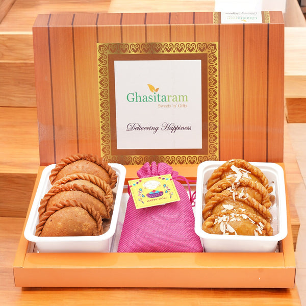 Assorted Box of Gujiyas, Dry Sweet Gujiyas and Thandai