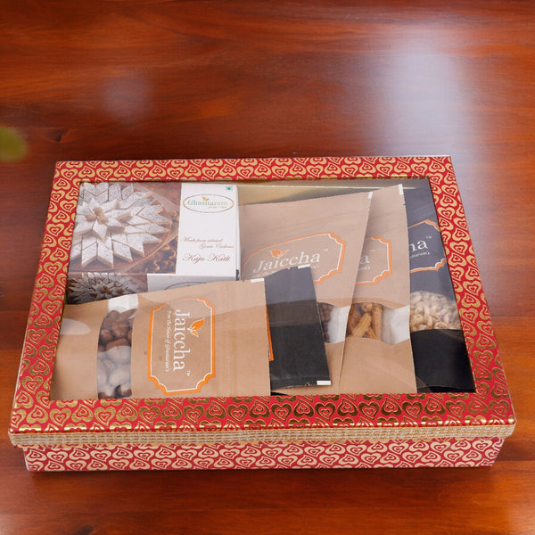 Diwali gift hampers-Hamper Box  Goodies with Kaju Katlis