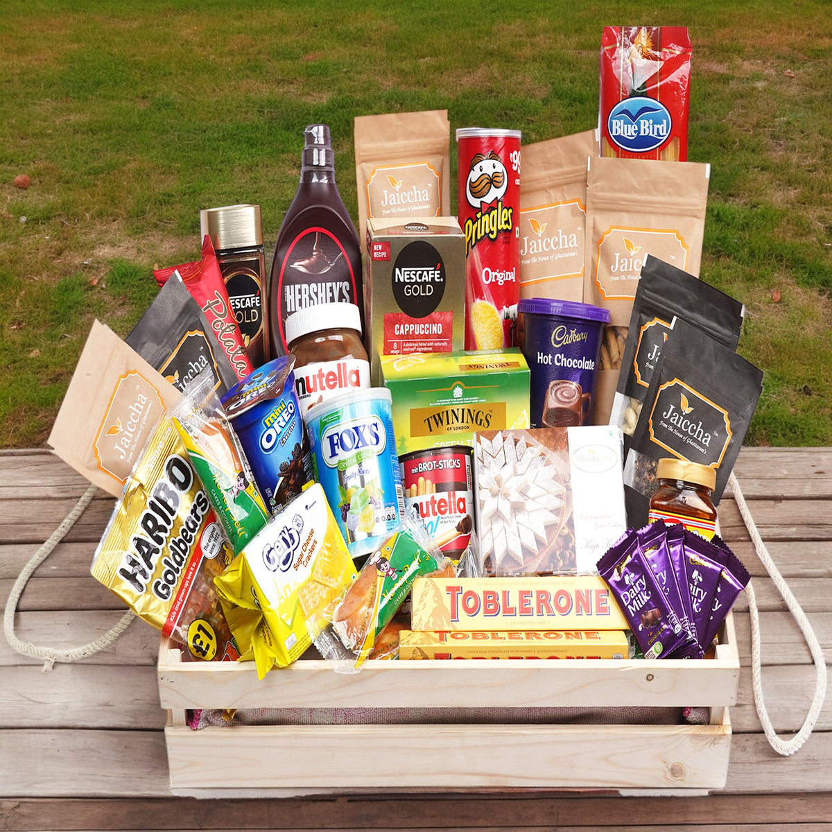 Jumbo Wooden Basket Hamper  of 40 Goodies