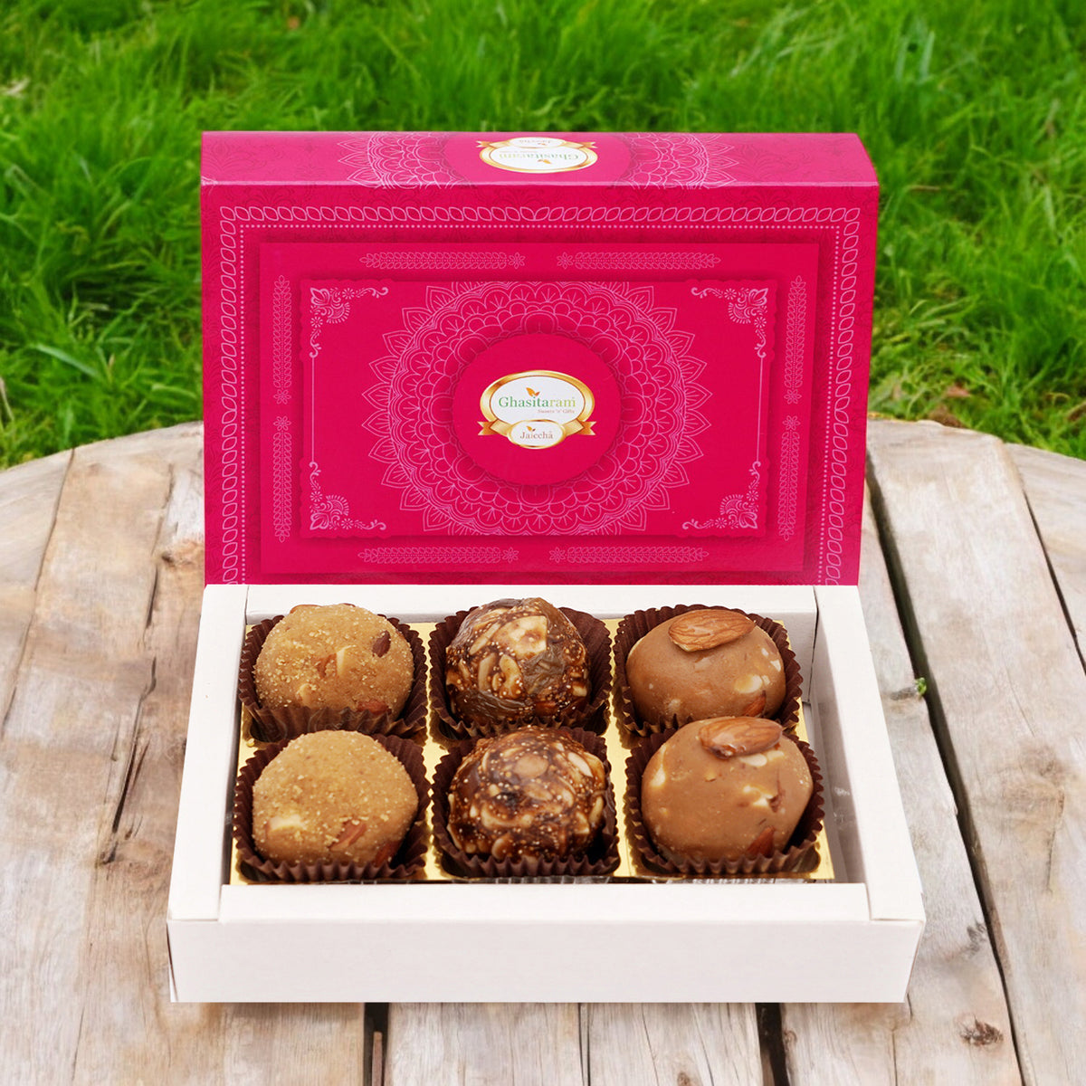 Best indian sweets for diwali-Diwali Gifts-Assorted laddoos Box 6 Pcs
