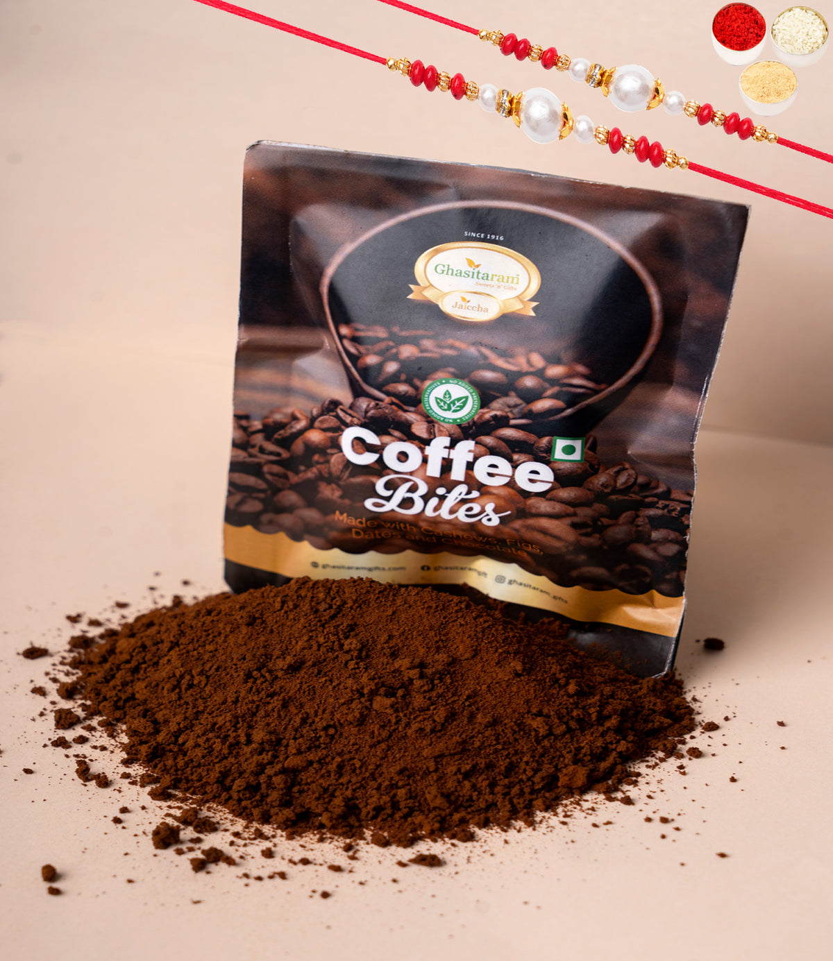 Coffee Bites Pouches with 2 Rakhis