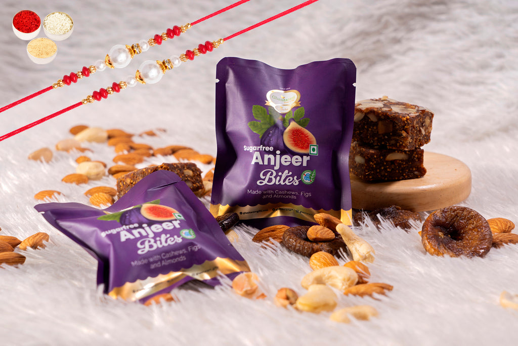 Sugarfree Anjeer Bites Pack of 5 with 2 Rakhis