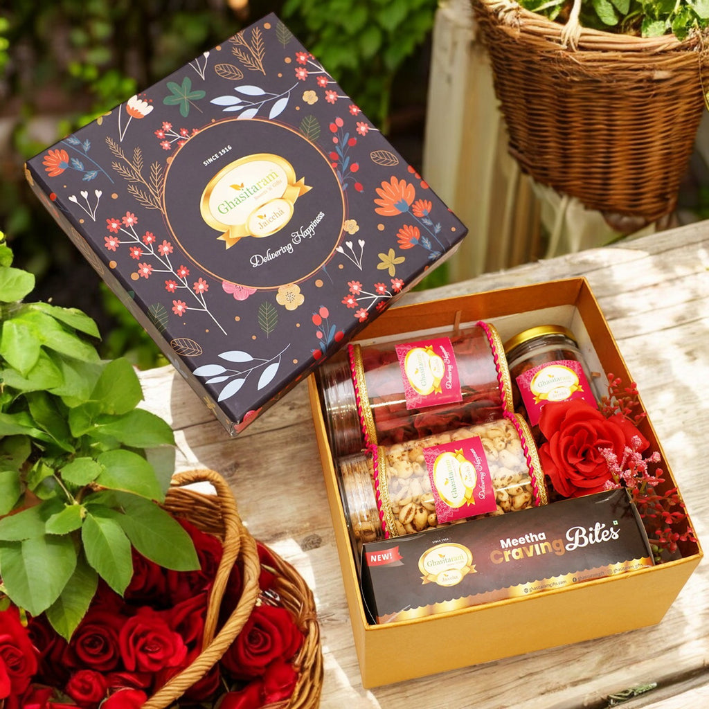 Ghasitaram Hamper Box of Sweets/Bites, Namkeen and Dryfruit-GGHB