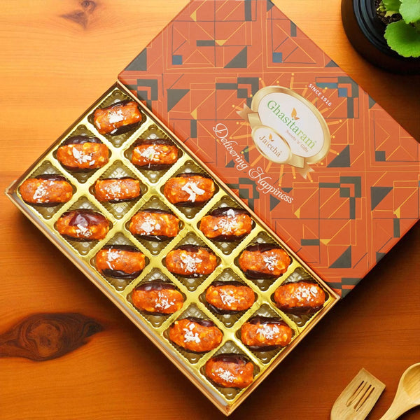 Diwali Gifts-Orange Stuffed Dates 18 pcs in designer box