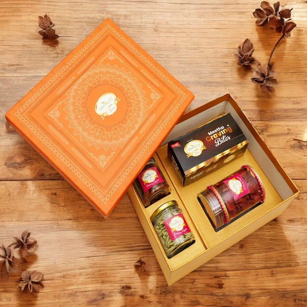 Orange Hamper Box of Sweets / Bites, Namkeen and Dryfruit- Ohb-2