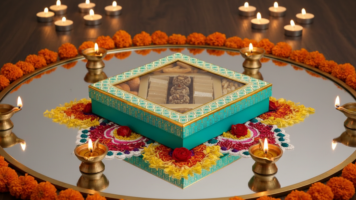 5 part sweets and namkeen bhaji wedding boxes