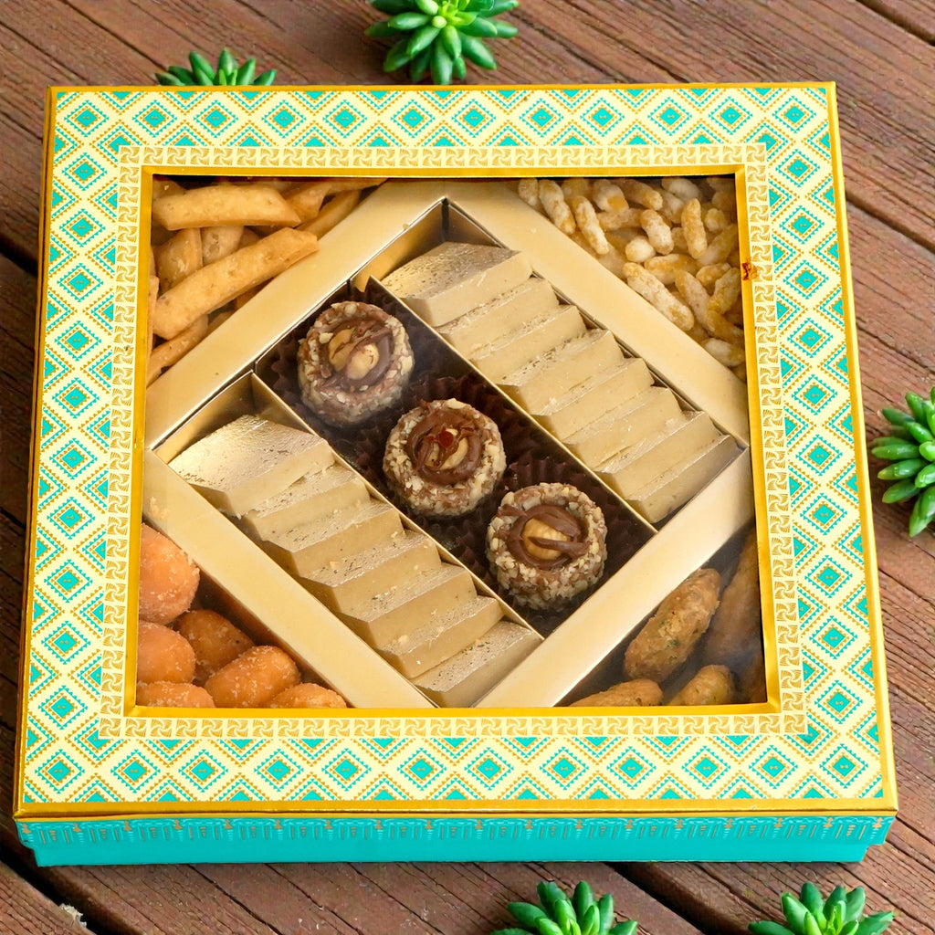 5 part sweets and namkeen bhaji wedding boxes