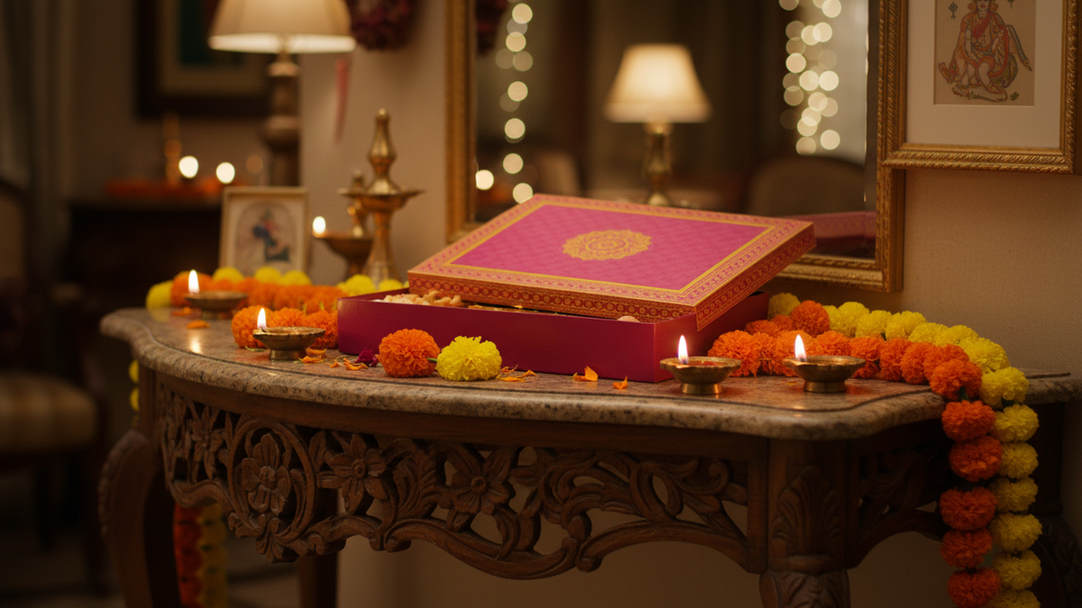 Pink Bhaji wedding box
