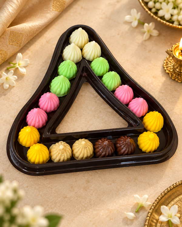 Modak shape box of Assorted Flavoured Chocolate modaks