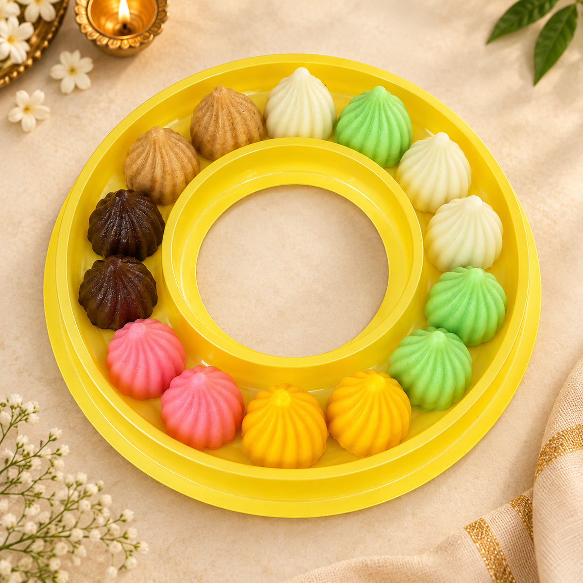 Round Box of Assorted Flavoured Chocolate Modaks