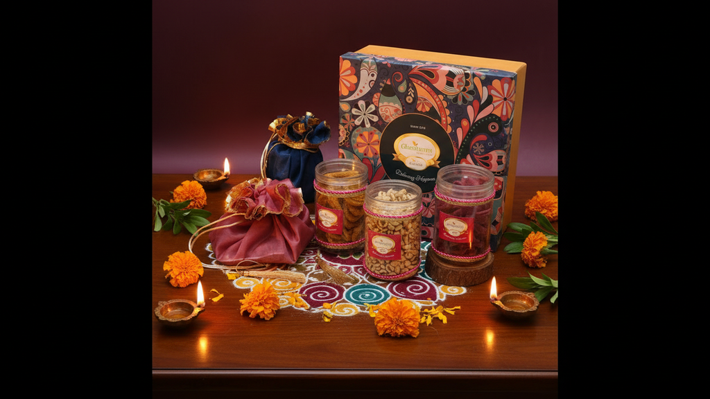 Ghasitaram Big Hamper Box of Best Bites, mithai/Sweet Pouches, dryfruit, namkeen