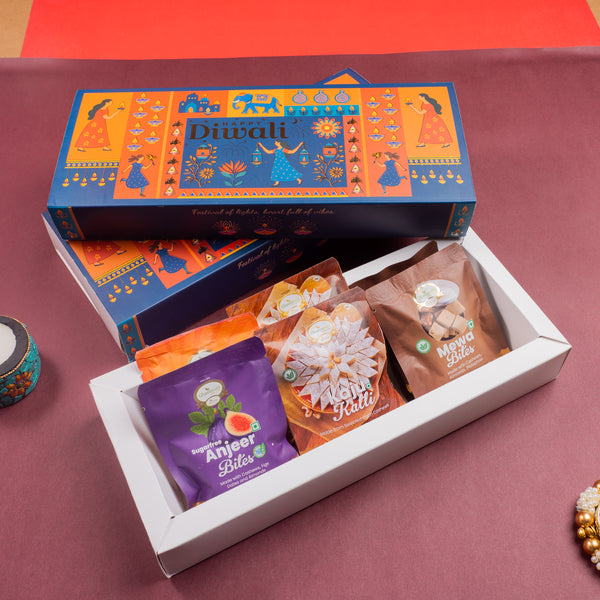 Diwali Gift Box of Assorted Mithai Pouches