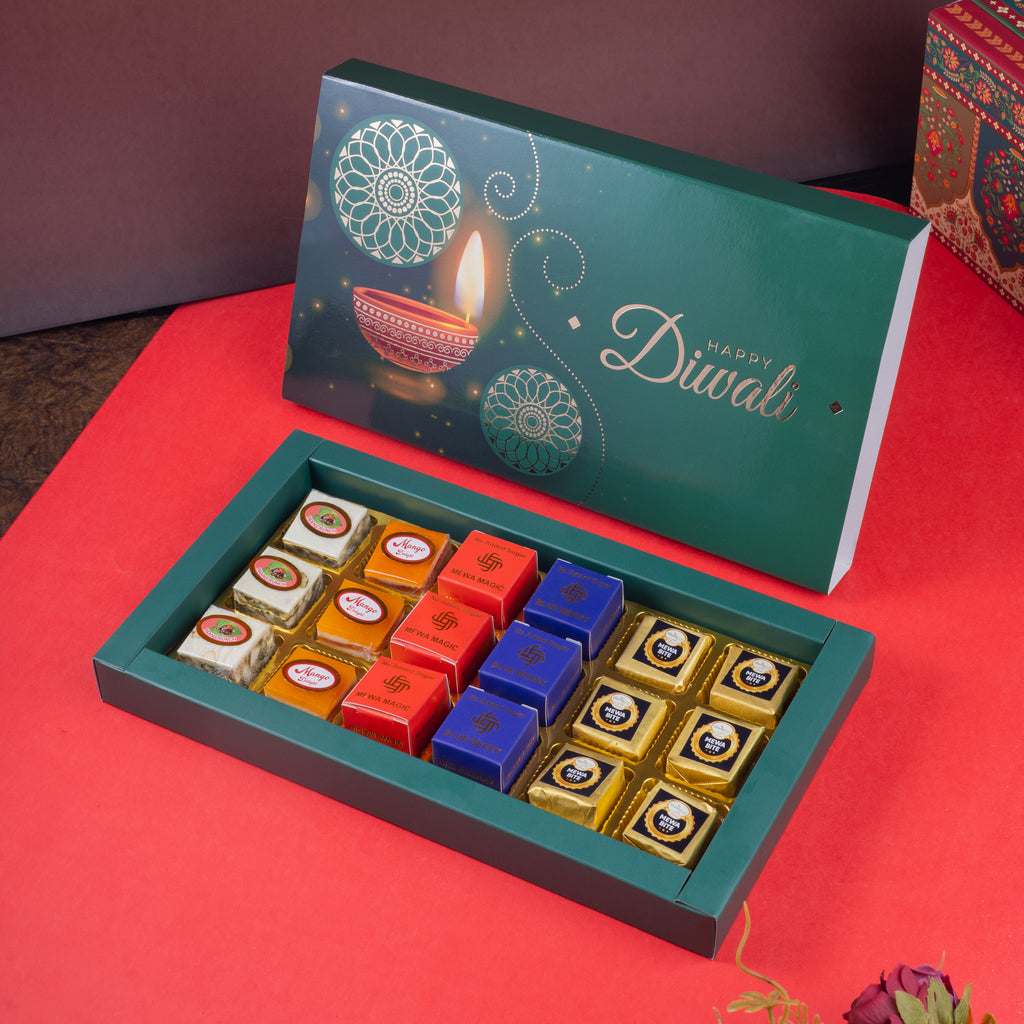 Corporate Gifts-Happy diwali box of best assorted bites 18 pcs