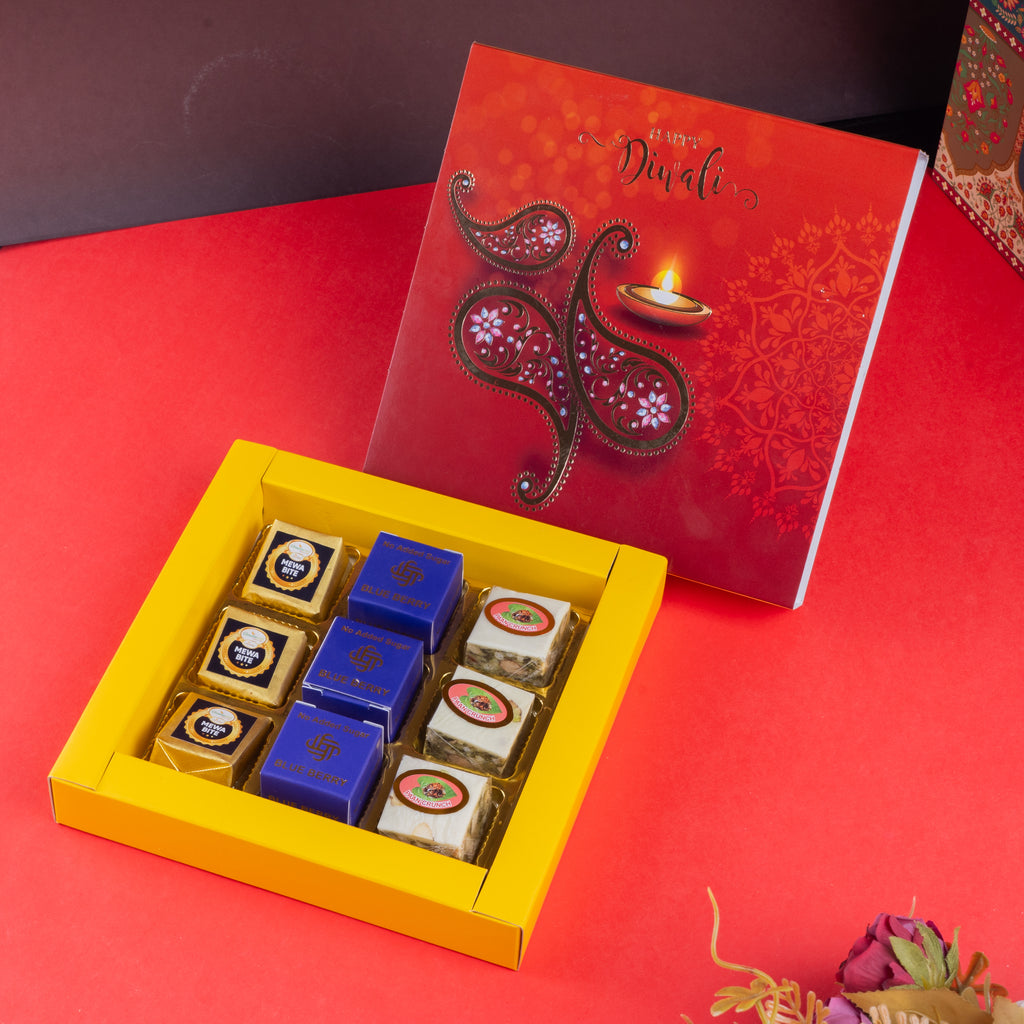 Corporate Gifts-Happy diwali box of best assorted bites 9 pcs