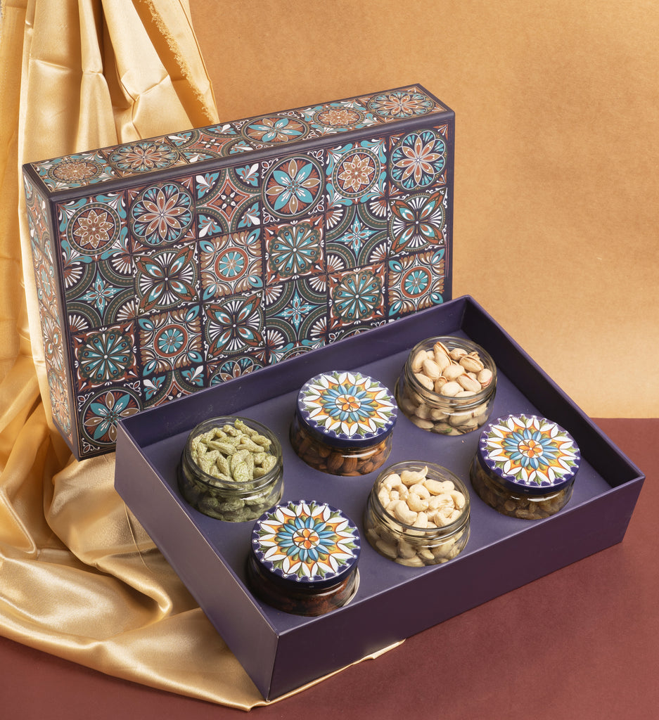 Diwali Gift-Dry Fruit Gift Box  with 6 Jars