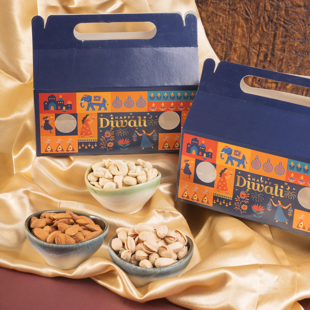 Corporate Gifts-Diwali Gift Box Of Dry Fruit Jars