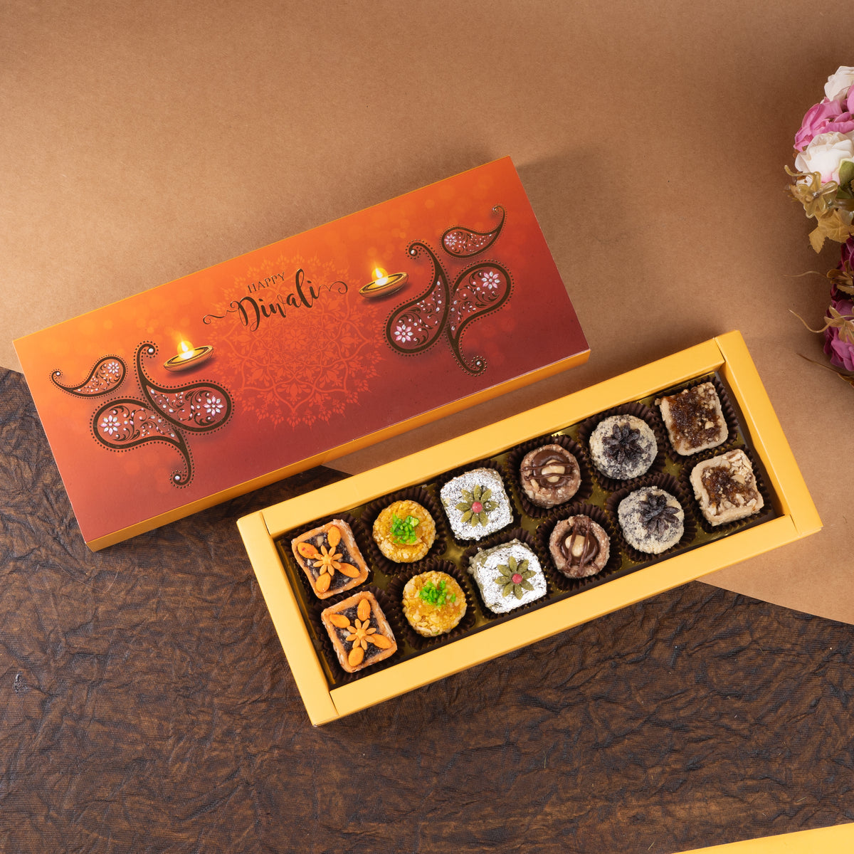 Corporate Gifts-Happy diwali box of assorted dry fruit sweets