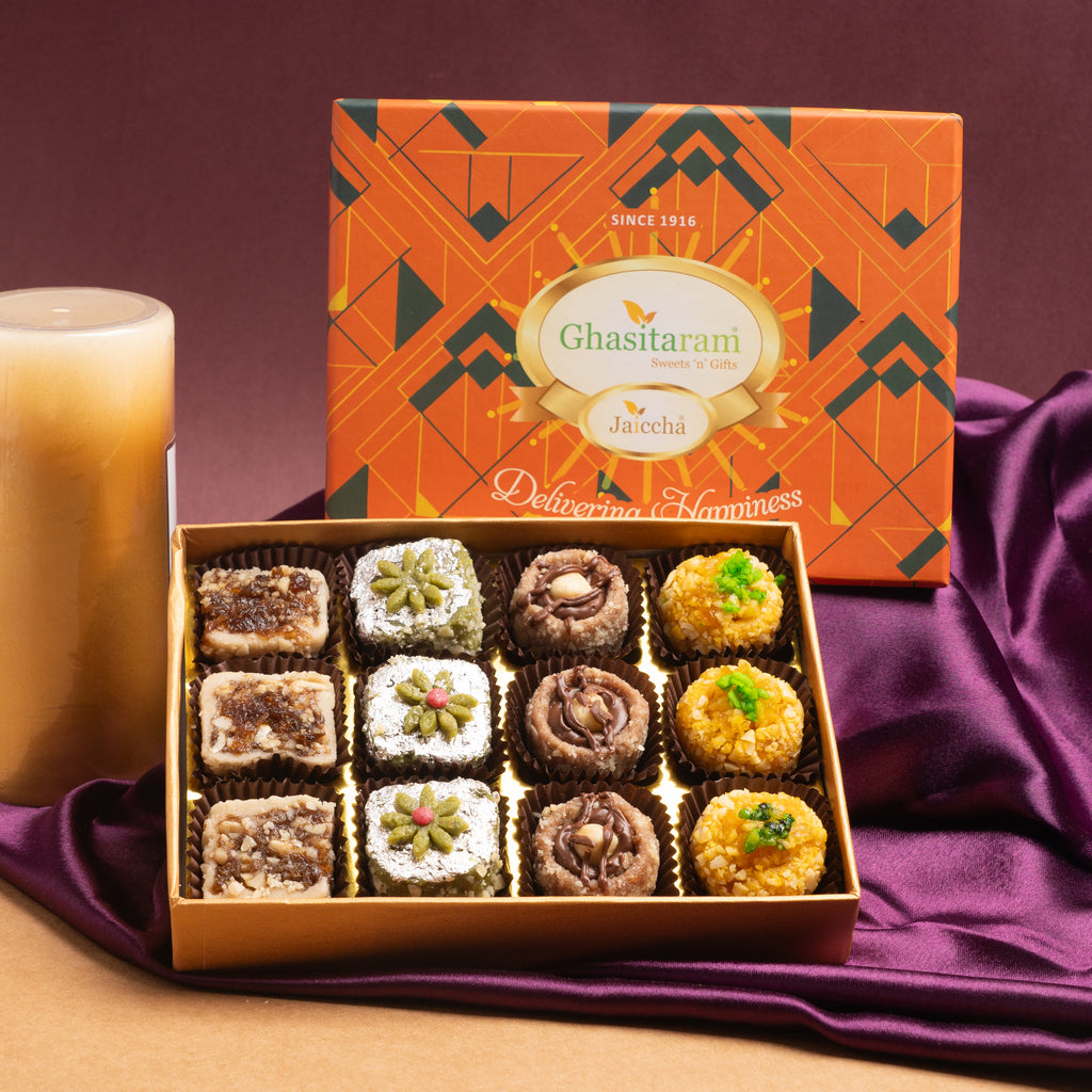 Best indian sweets for diwali-Diwali Gifts-Assorted Dryfruit Sweets in Premium Box 12 pcs