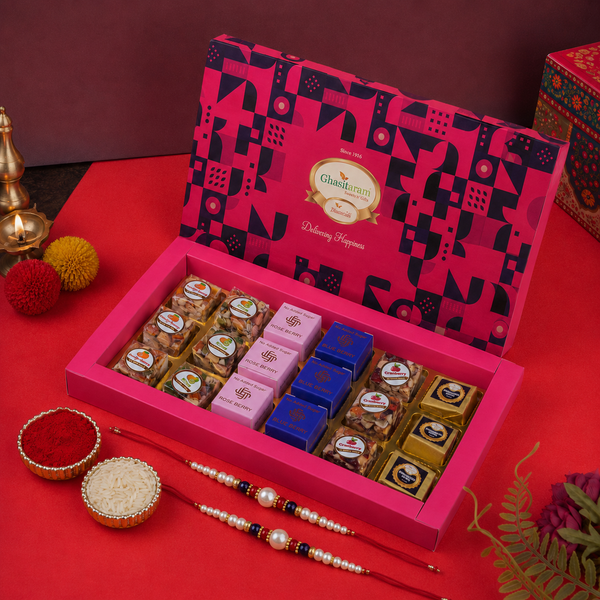 Happy Rakhi Box of Sugar Free Healthy Bites 18 pcs with 2 Rakhi