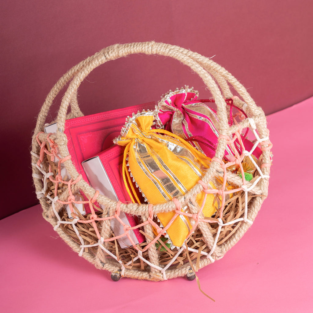 Ring Lohri jute Basket ofTil laddoo|Gachak|Revadi|Lohri Sweets|lohri hampers