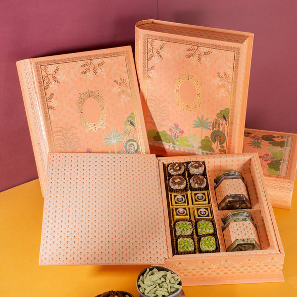 Corporate Gifts-Book Print Wedding hamper Box|Bhaji Box|wedding boxes|wedding Hampers|Gift Hampers|Dryfruit|sweets|Namkeen