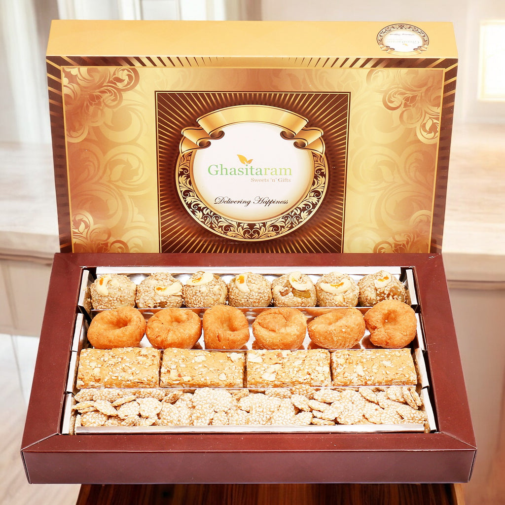 Lohri Sweets-Assorted box of Revadi, Gud Gachak, Khajoor and Til Laddoo (Bhuga)