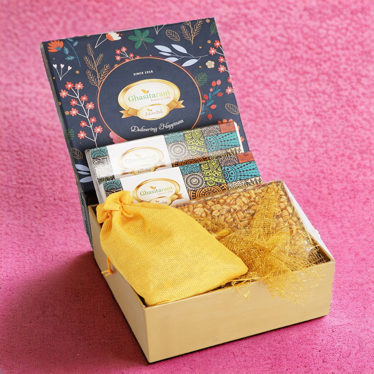 Lohri Hamper Box Small of Til laddoo, Khajoor Peanut Chikki and Revadi