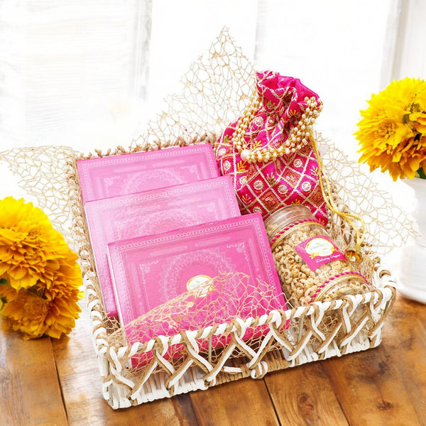 Lohri Brown Big Jute Basket of Gachak, Khajoor, Til Laddoo, Revadi and Wheat Puffs