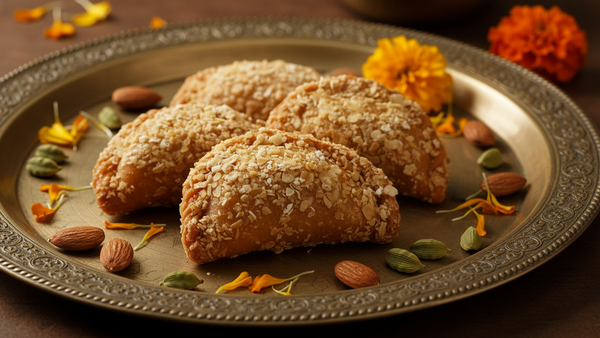Holi Sweets| Holi Hampers| Holi Gifts-Ghasitaram's Roasted Oats Gujiya 200 gms
