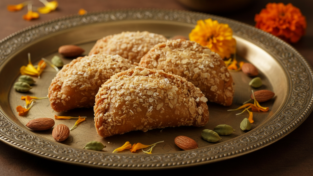 Holi Sweets| Holi Hampers| Holi Gifts-Ghasitaram's Roasted Oats Gujiya 200 gms