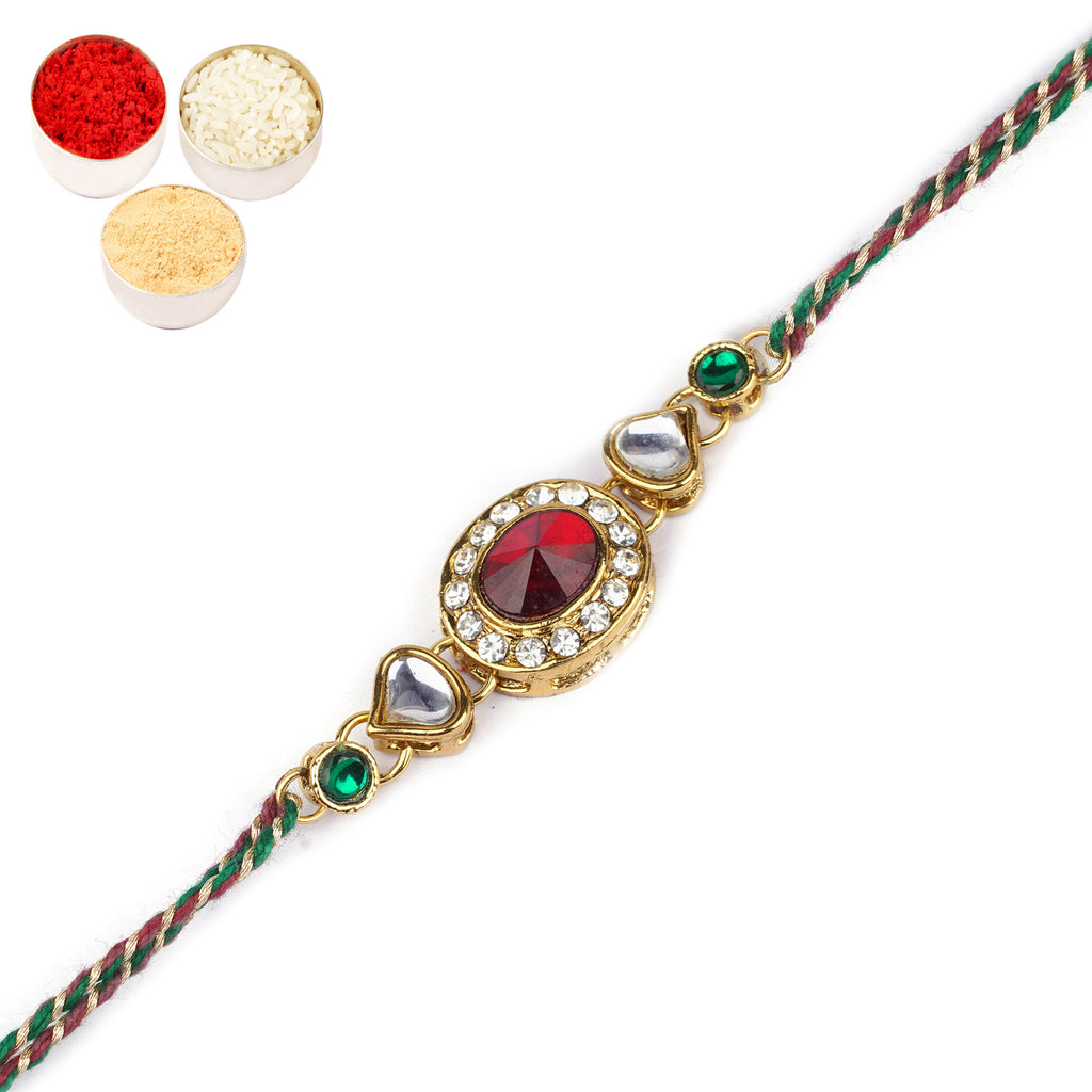 Rakhis online USA -J-33024 Oval Jewel Rakhi