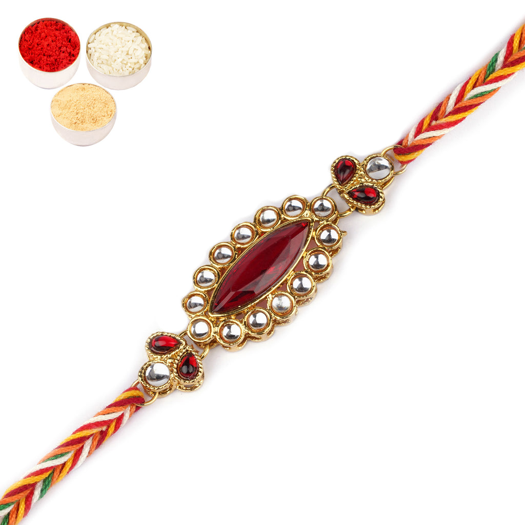 Rakhis online USA -J-3756 Big Oval Jewel Rakhi