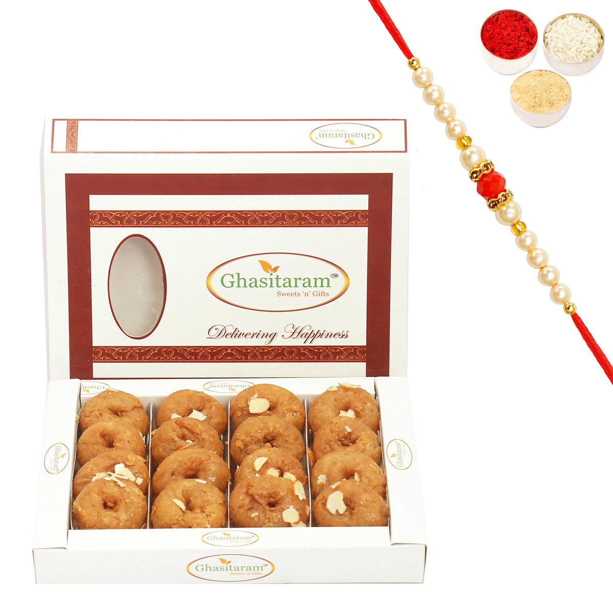 Ghasitaram's Delicious  Balushai (400 gms) with Beads Rakhi