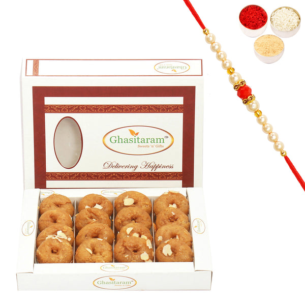 Ghasitaram's Delicious  Balushai (400 gms) with Beads Rakhi