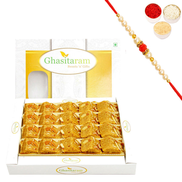 Nani's Special Besan Barfi 800  gms with Beads Rakhi