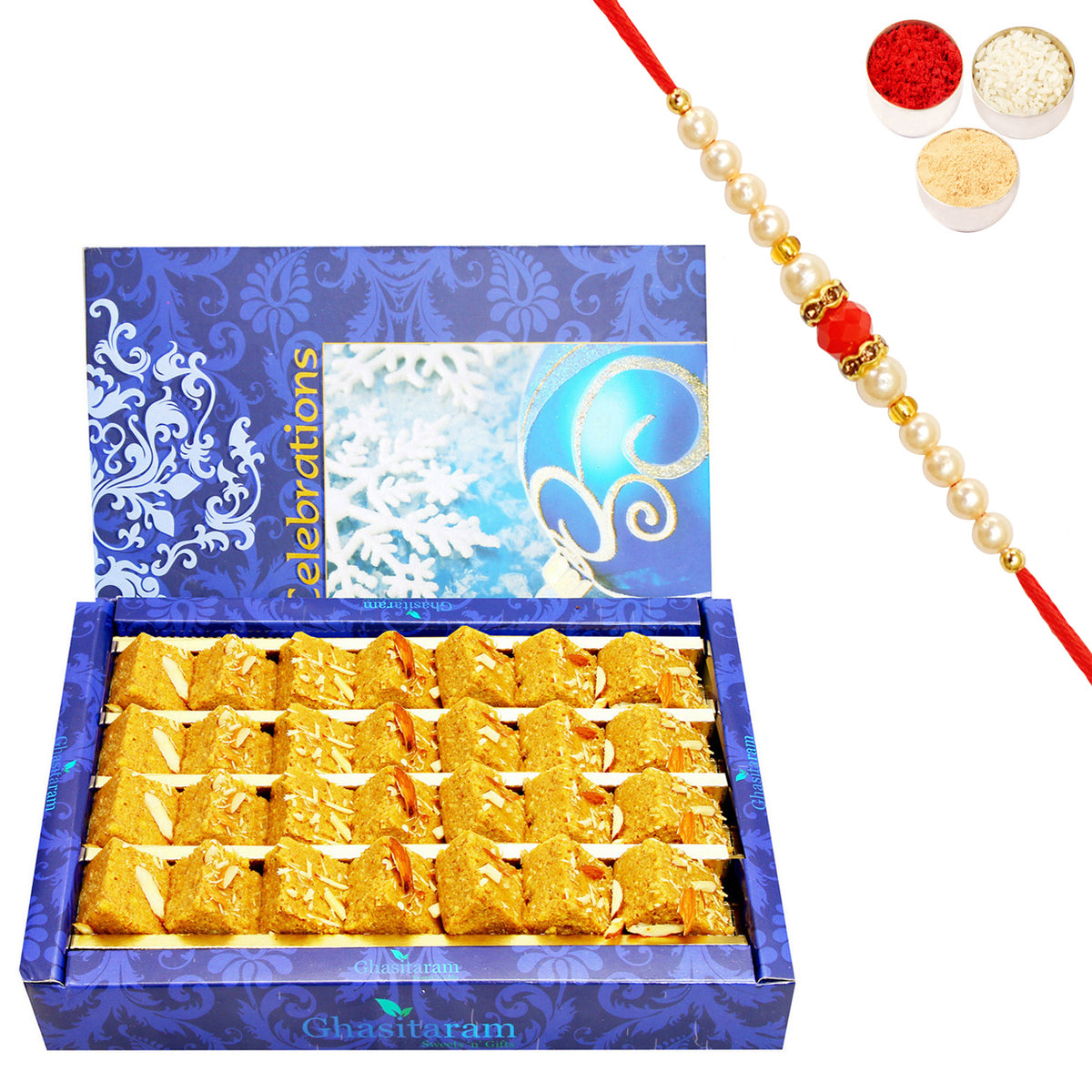 Nani's Special Besan Barfi 400  gms with Beads Rakhi
